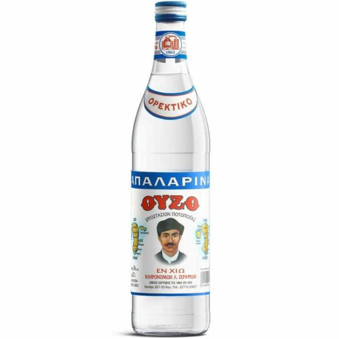 A bottle of Ouzo Apalarina from Chios