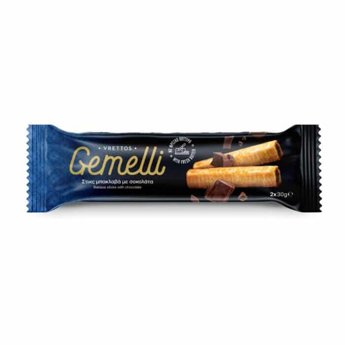 A packshot of Baklava sticks filled with dark chocolate