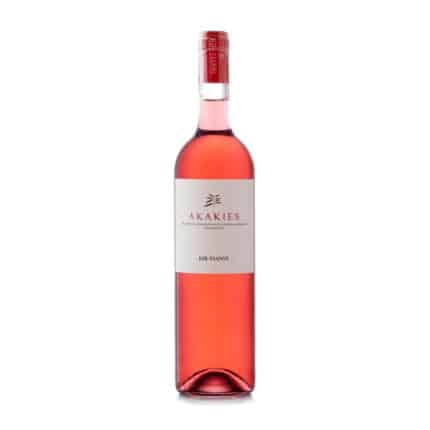 Kyr Gianni Akakies Rosé wine bottle featuring a vibrant pink hue, produced in Amyndeon, Northern Greece, with refreshing notes of red fruit and floral aromas, ideal for pairing with light salads, seafood, and Mediterranean dishes.