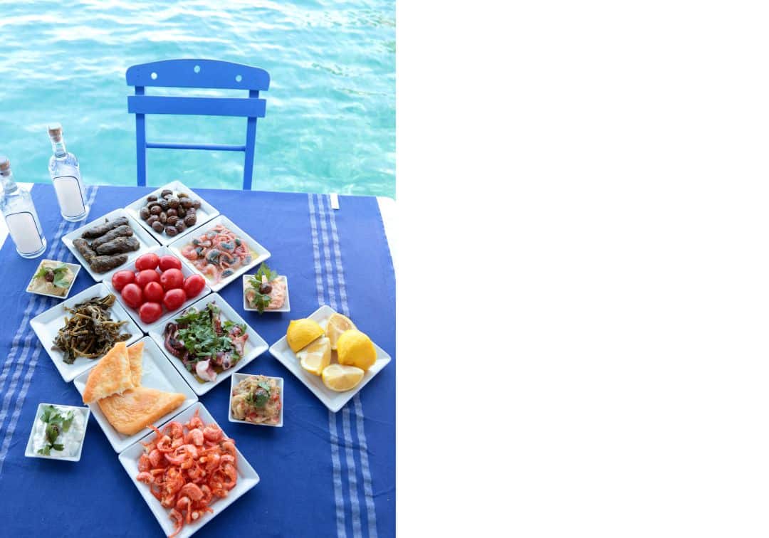 greek meze served by the sea