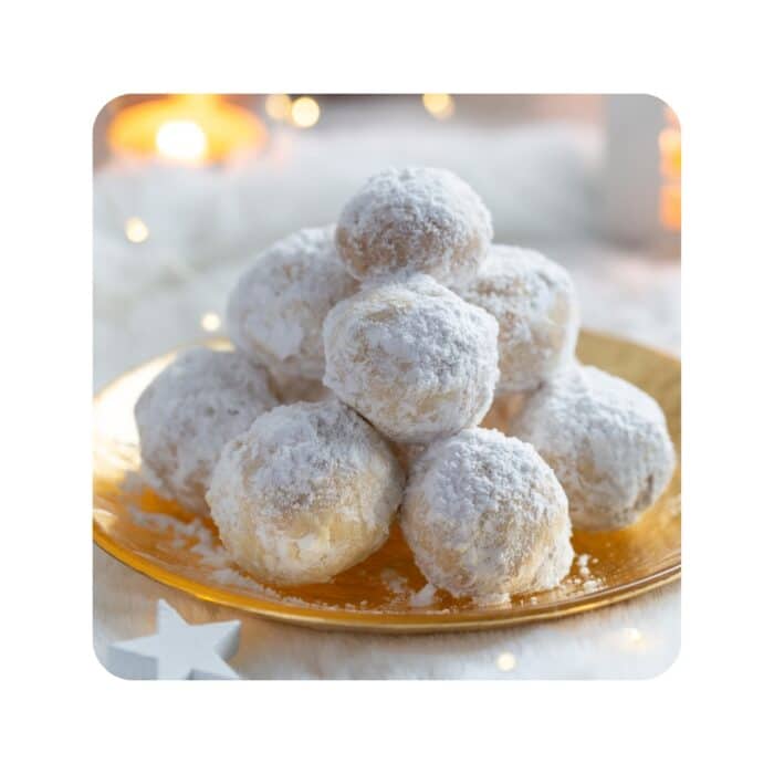 traditional greek kourabiedes on a plate