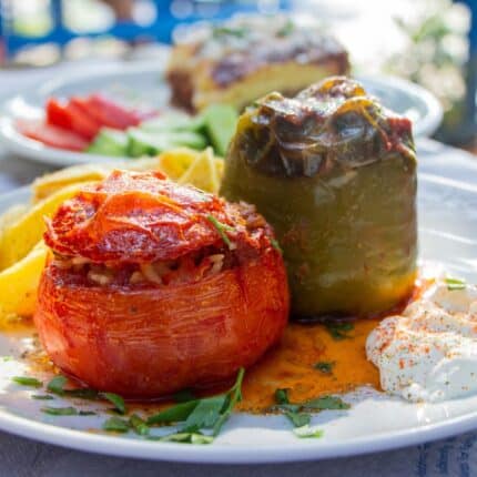 Gemista Tomaten und Paprika