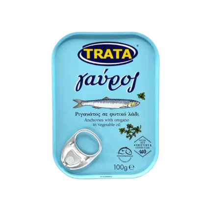 Anchois sauvage avec origan dans l'huile végétale - 100 g.