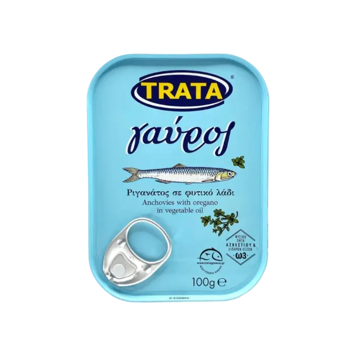 Anchois sauvage avec origan dans l'huile végétale - 100 g.