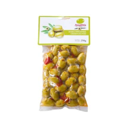 Olives vertes Amalthia en emballage sous vide 250g